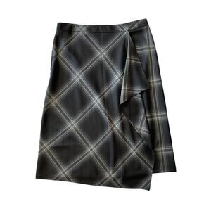 Pendleton Plaid Wool Wrap Skirt Gray Black NWT Lined Preppy Academia Workwear